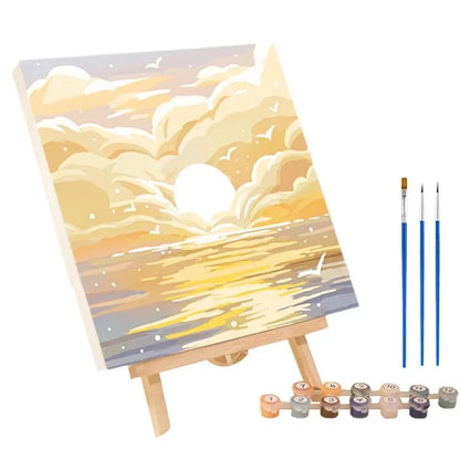 Frame Painting By Numbers Kit Abstract Sunset Landscape Modern Drawing Coloring DIY Painting By Numbers Acrylic Paint Home Decor