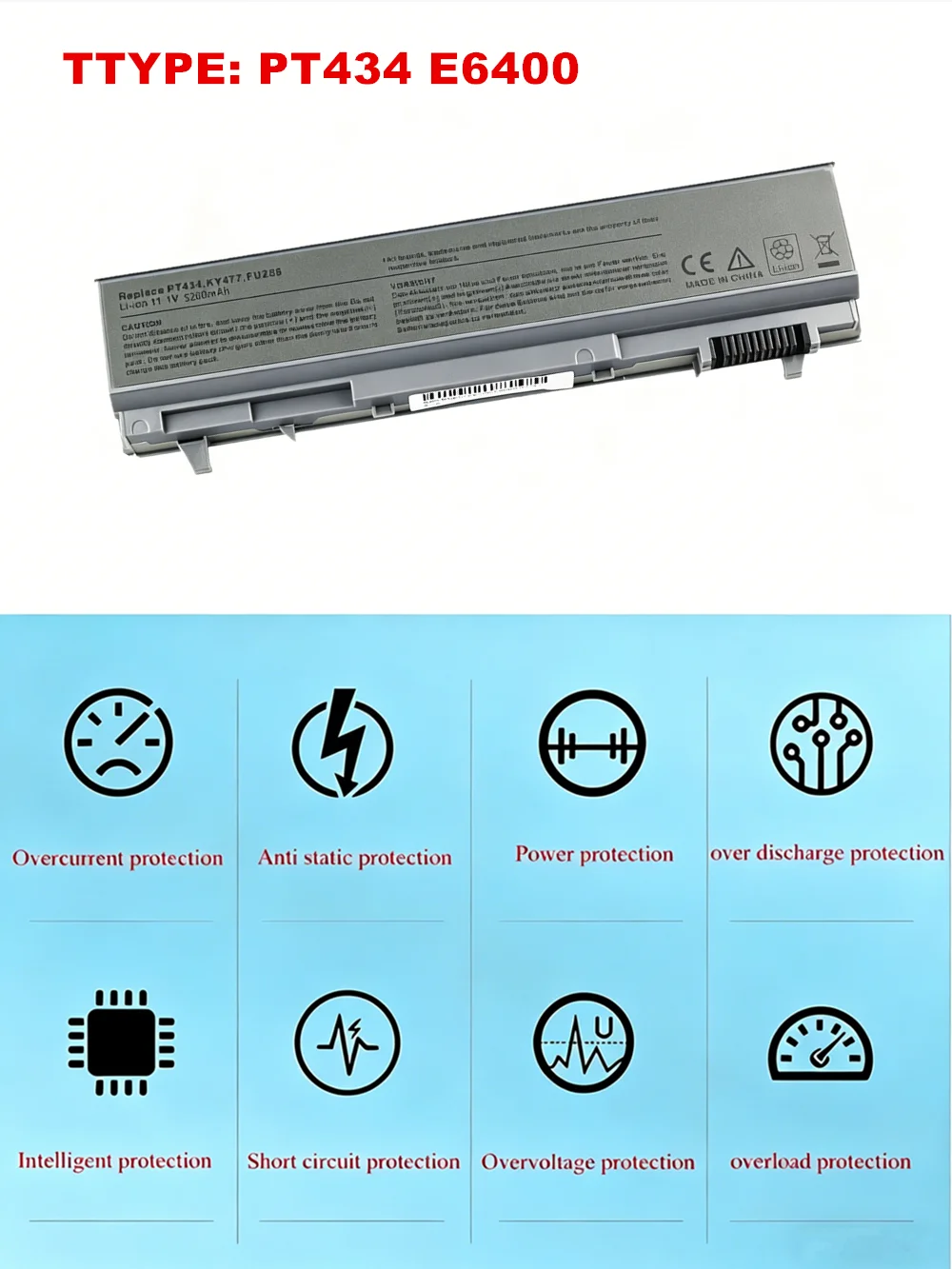 Laptop Battery For Dell Latitude E6400 E6410 ATG XFR E6500 E6510 For Precision M2400 M4400 M4500 M6400 M6500 PT434 KY477
