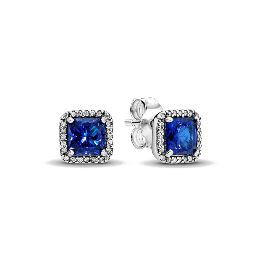 White series New Women's earrings Blue Square Sparkle Halo Stud For Women Tiki Jewelry Party Hoops Gift Things From 1
