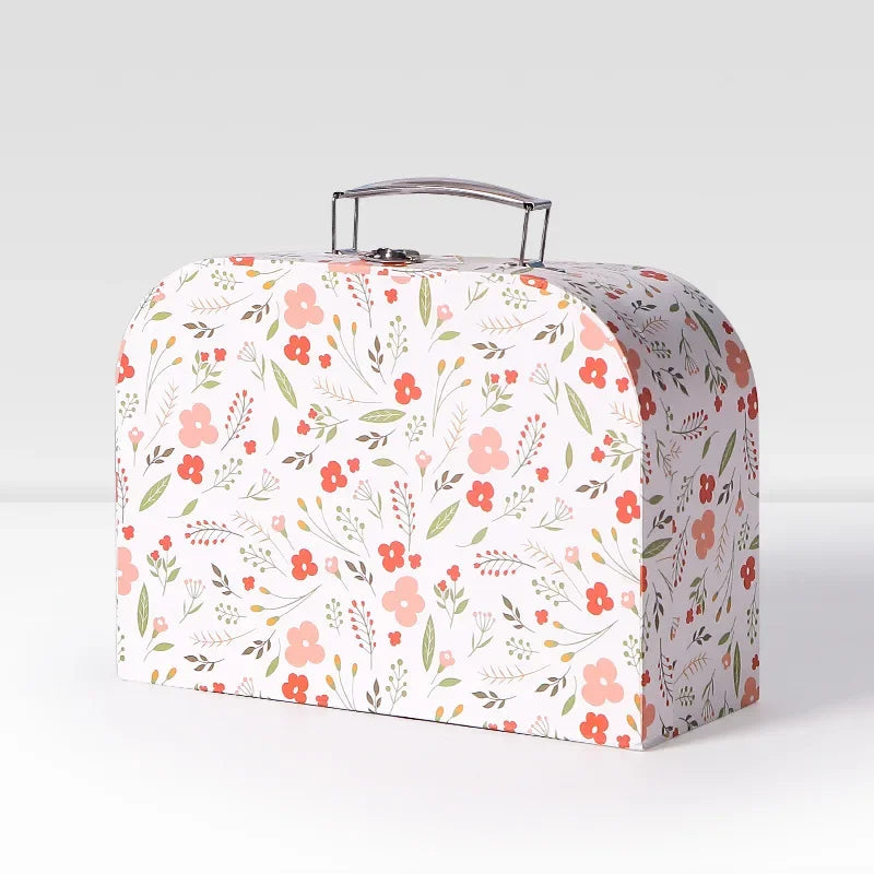 Portable Storage Box Suitcase Paperboard Boxes Case Small Handheld Decorative Gift Cardboard Stationery Organizer chesttravel
