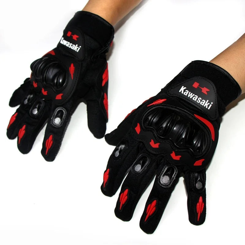 Kawasaki Gloves All Finger Bicycle Breathable Gloves Motorcycle Collision Avoidance Rider Gloves Outdoor Sports Gloves