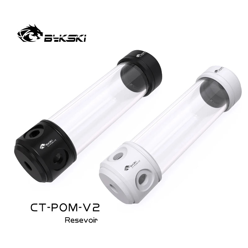 Bykski CT-POM-V2 Acrylic Cylinder Reservoir for PC Cooling Water Tank Black/White 150/200/260MM Computer Components POM