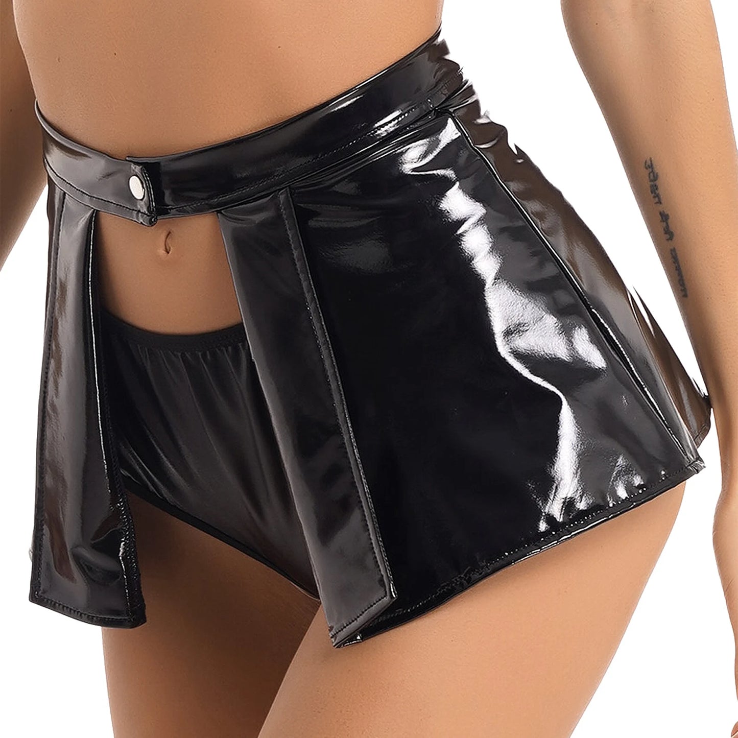 Sexy Women's Patent Leather Mini Skirt High Waist Party Short Dance Skirts Wetlook Clubwear Carnival Rave Dancing Miniskirts