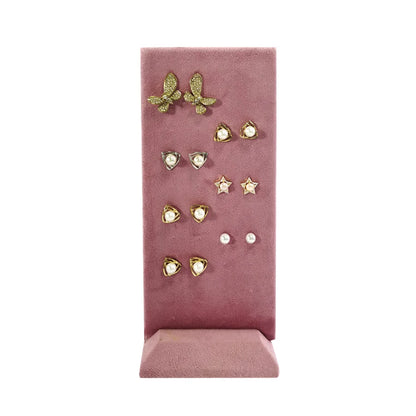 Pink Velvet Jewelry Organizer Trays Earrings Rings Holder Stud Ear Watch Bangle Storage Tray Jewelry Counter Jewelry Display
