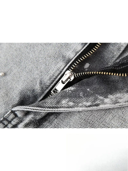 KONDALA Vintage Casual Chic Women Skirt Solid Slim Faux Pearls Denim Short Skirt New Fashion 2024 Summer Streetwear Mini Skirt