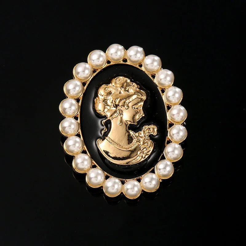 SHMIK Vintage Palace Style Relief Beauty Pendant Crystal Badges Brooch For Women Elegant Retro Middle Design Pin Jewelry