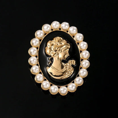 SHMIK Vintage Palace Style Relief Beauty Pendant Crystal Badges Brooch For Women Elegant Retro Middle Design Pin Jewelry