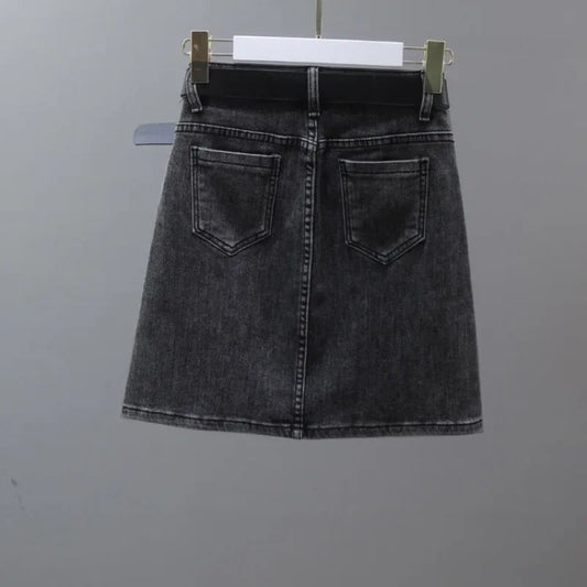 Coquette Mini Short with Pocket High Waist Chubby Zipper Sexy Woman Denim Skirt Jeans Skirts for Women Korean Style Y2k Vintage