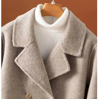 Autumn and Winter Double-Sided Woolen Women's Coat Short Long Sleeve 100% Wool Woolen Doll Collar 2025 New Woolen Coat