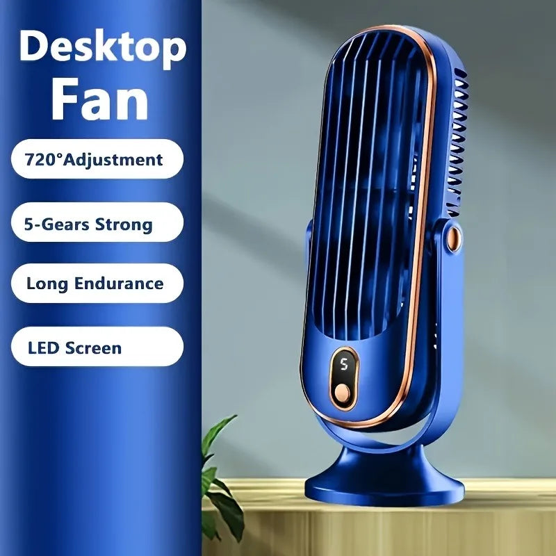 Portable USB Fan | 5 Speeds, 720° Swivel, Quiet Cool Breeze, Air Circulation, Indoor/Outdoor Use, Ideal For Home, Office, Trave