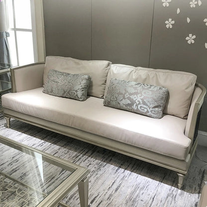 American Light Luxury Sofa Small Apartment Three-person Sofa French Fabric Solid Wood Sofa High-end Furniture