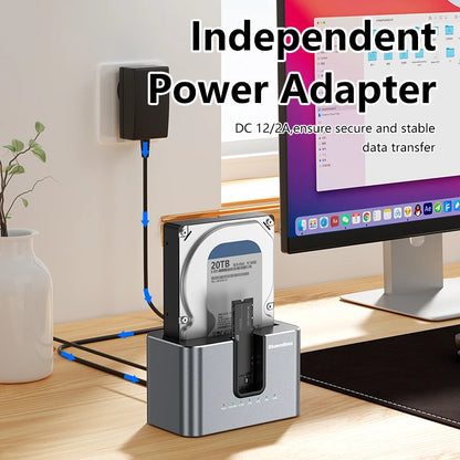 Dual Bay 2.5"/3.5" SATA HDD SSD Docking Station 10Gbps M.2 NVMe Enclosure Offline Clone Hard Drive Dock for 2.5'' 3.5'' HDD/SDD