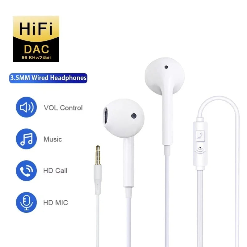 3.5mm In-Ear Earphones For Smartphone PC Computer Tablet Running Fitness Music Gear Audio Gear Gaming Sports Running Headset Kit
