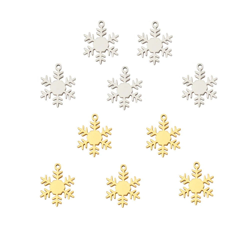 5pcs/Lot Snowflake Charms Stainless Steel Pendant for Necklace Bracelet Earring Jewelry Making DIY Accessories Wholesale