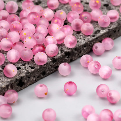 Frosted Round Dot Gold Acrylic Crystal Beads Glass Spacer Loose Beads 8mm For Jewelry Making Bracelet DIY Pen Beads Accessories