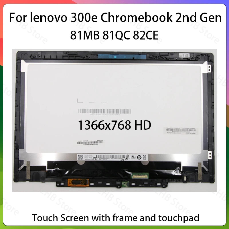 11.6" Laptop Touch Screen for Lenovo 300e Chromebook 2nd Gen 81MB 81QC 82CE LED Display+Frame+Board Assemblies LCD Module
