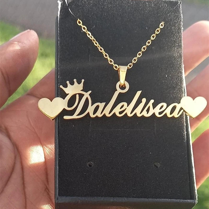 Custom Movable Big Name Pendant Necklace Stainless Steel Cuban Chain Nameplate Personalized Necklace For Women Fashion Jewelry