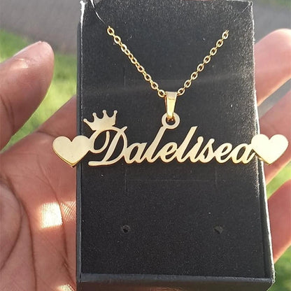 Custom Movable Big Name Pendant Necklace Stainless Steel Cuban Chain Nameplate Personalized Necklace For Women Fashion Jewelry