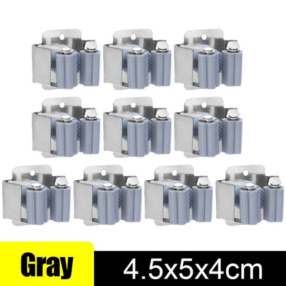 Wall Mounted Mop Broom Holder Clips Stainless Steel Heavy Duty Organizer Shelf Racks For Kitchen Bathroom Storage Hanging Hook