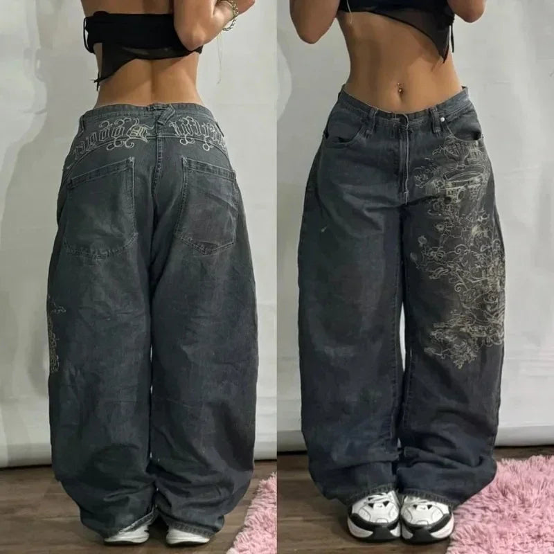 Street Y2K New Fashion Trend Clearance Spot Special Straight Jeans Women Harajuku Hip Hop Oversized Wide-leg Pants Unisex Jeans