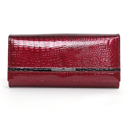 Genuine Leather Wallet Women Alligator Ladies Leather Wallet Famous Brand Real Cowhide Women Purses Long Female Clutch Bag