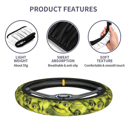 Steering Wheel Cover Shreks Meme Collage Universal Braid On The Steering Wheel Cover Car-styling Elastische Automobile Accessory