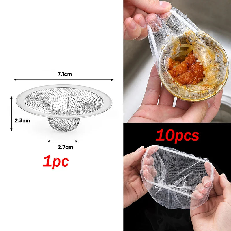 Kitchen Sink Stainless Steel Filter Sewer Mesh Strainers Disposable Sink Filter Mesh Bags Bathroom Floor Drain Hair Waste Filter