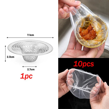 Kitchen Sink Stainless Steel Filter Sewer Mesh Strainers Disposable Sink Filter Mesh Bags Bathroom Floor Drain Hair Waste Filter
