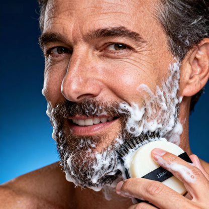 60g Men's Shaving Soap Contains Mint Extract, Olive Fruit Oil, Tocopherol, and Other Ingredients, Does Not Harm the Skin, Softens the Beard for a Smooth Shave, Has Thick and Fine Foam, Easily Softens the Beard, Making Shaving
