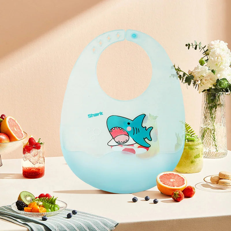 Cute Cartoon Animal Baby Bibs Soft Silicone Waterproof Boy Girl Feeding Burp Cloths 0-6 Years Kids Saliva Towel