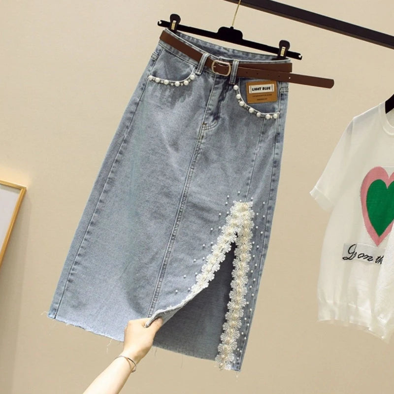 Woman Denim Skirt Korean Style Jeans Skirts For Women Zipper High Waist A Line Modest Fashion Stylish Offer Promotion Hot New In