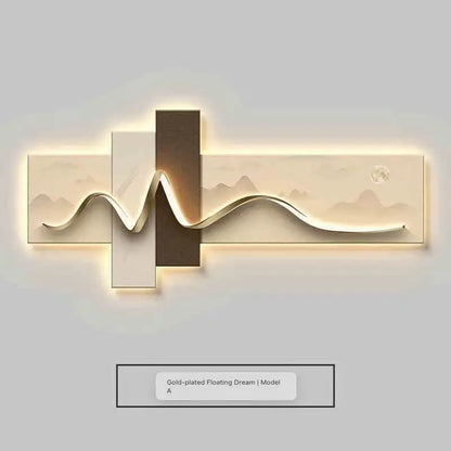 Living room decoration painting, LED ambient light painting, modern luxury sofa background wall, minimalist hanging painting