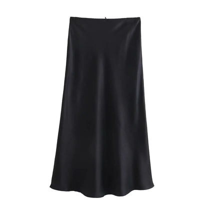 Women Satin Skirt High Waist Midi Skirt Stylish Long Skirts For Women Fashion Chic And Elegant Woman Skirt Streetwear