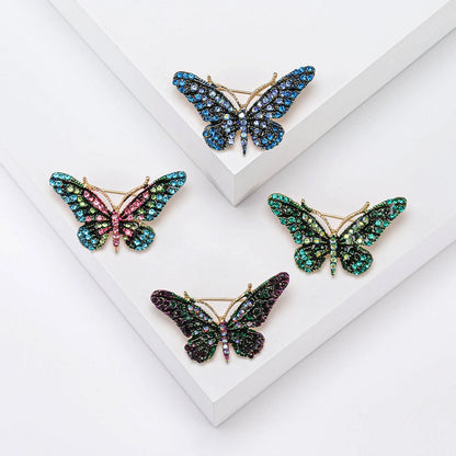 Beaut&Berry Trendy Shiny Rhinestone Butterfly Brooches for Women Unisex Insect Pins Casual Party Accessories New Gifts Friends