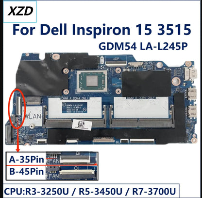GDM54 LA-L245P Mainboard for Dell Inspiron 15 3515 Laptop Motherboard CPU R3 R5 R7 UMA 100% TEST OK