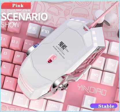 G30s Pink Mouse with RGB Backlit Light  Silence Click Wired Mice for PC