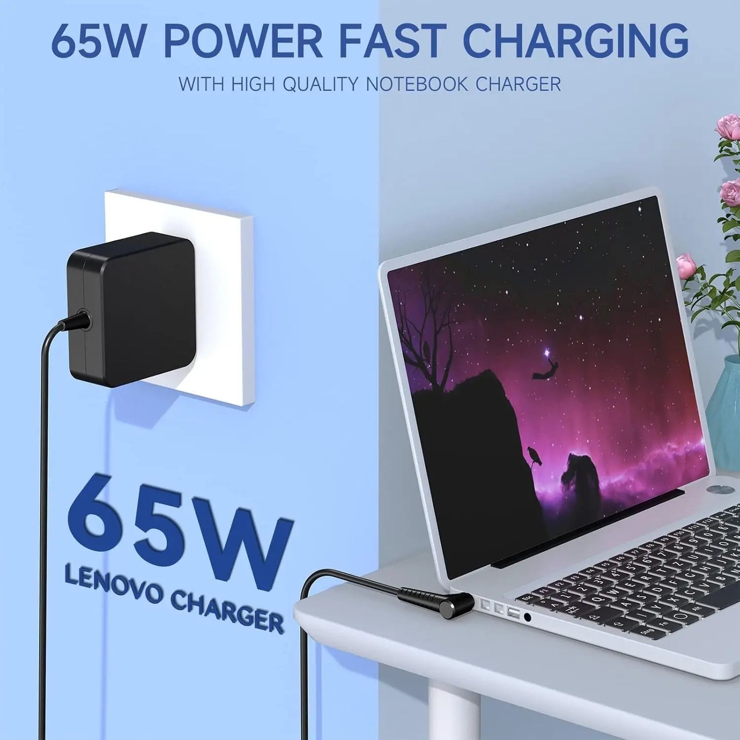 65W 20V AC Laptop Charger for Lenovo IdeaPad 3 Flex 5 14 15 S340 S145 100s 110 310 320 330 330s 510 510s Lenovo Yoga 310 510 330