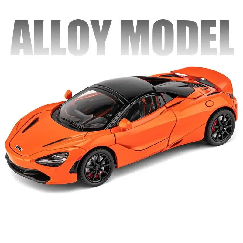 1:24 720S Alloy Racing Car Model Diecast Metal Sports Car Model Simulation Sound and Light Collection Childrens Toy Gift