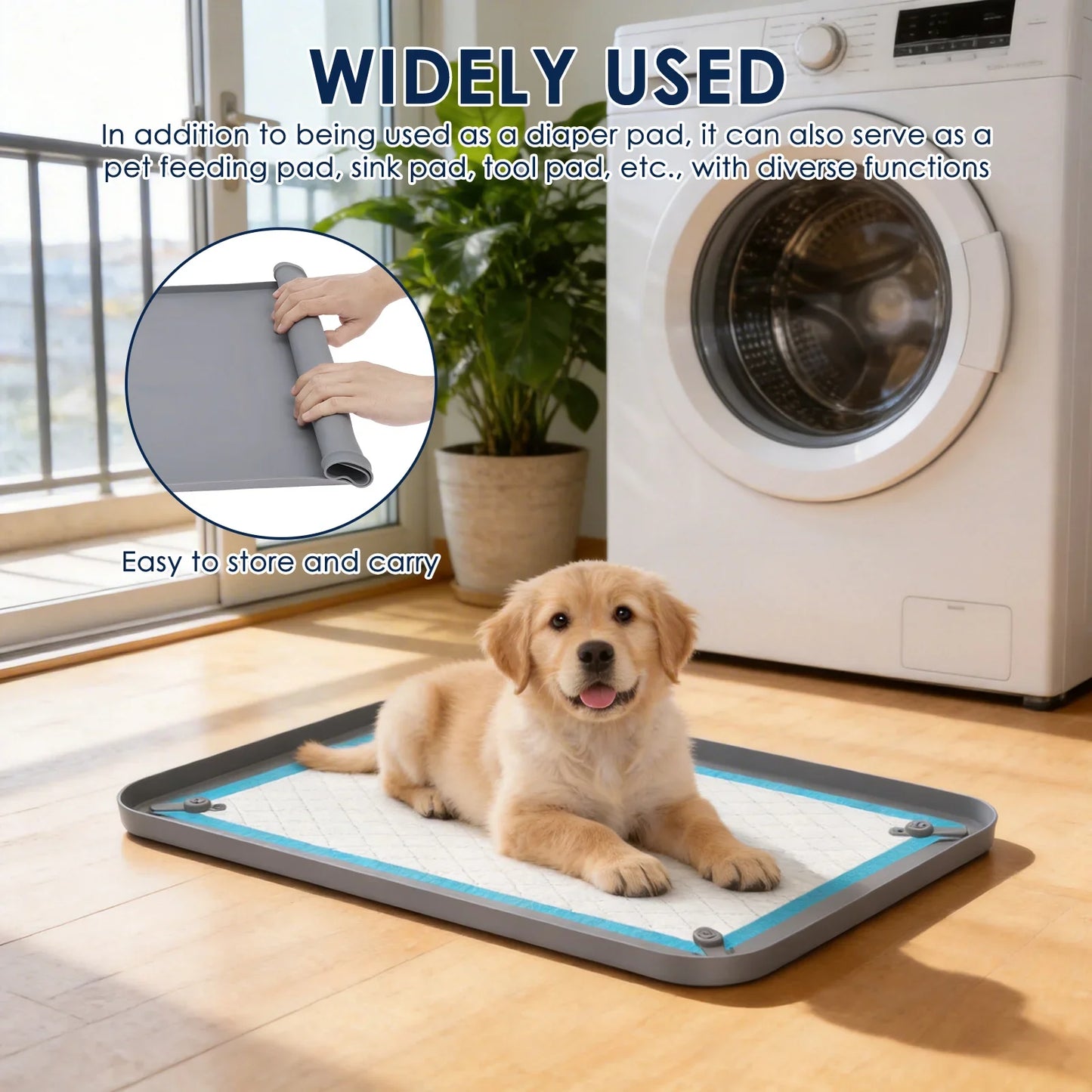Pet Pee Pad Holder Silicone Dog Urine Pad Holder with Corner Snaps Leak Proof Puppy Pee Tray Mat Dog Training Mat Pet Supplies
