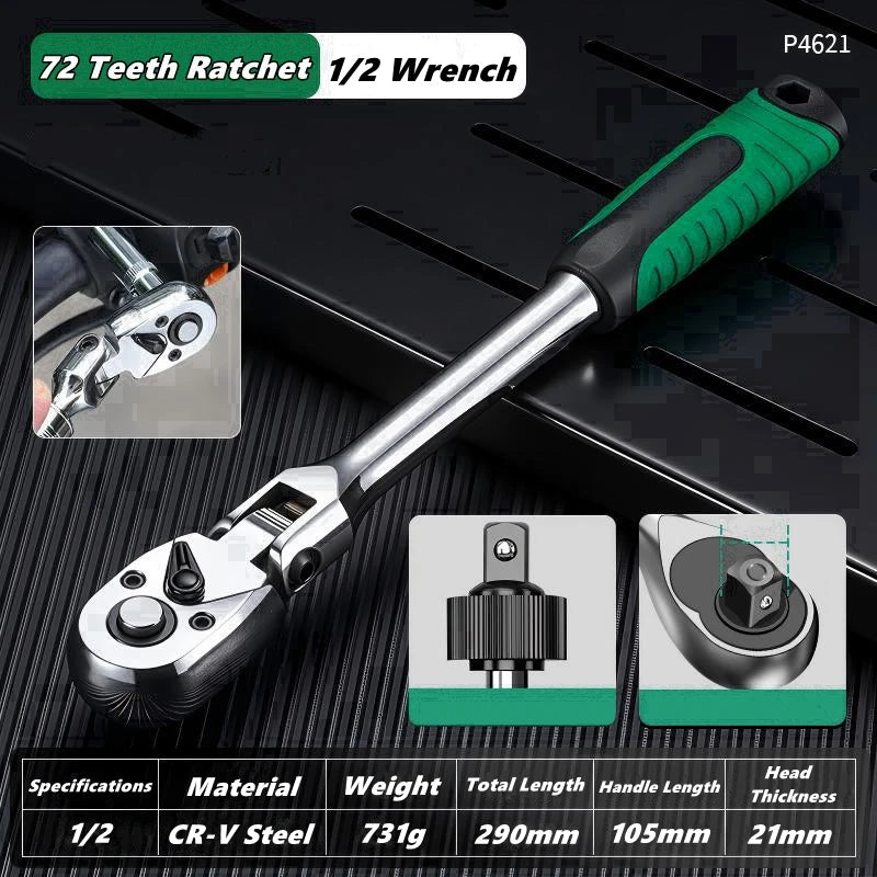 Drive Socket Drive Standard Ratchet Wrench , 1/4，3/8，1/2 Inch Flexible 72-Tooth Extendable Telescopic Socket Spanner Wrench