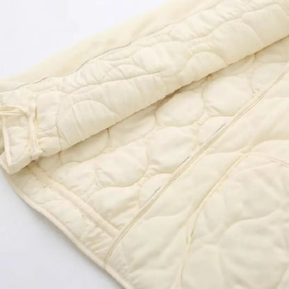 Women's Cotton Padded Jacket Winter Long-Sleeved Pocketed Loose Stand Collar Zipper Solid Color Coat Street Style Fash