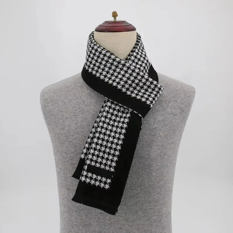 2024 Luxury Brand Winter Plaid Cashmere Scarf for Men Warm Neck Scarfs Male Business Scarves Long Men's Pashmina Shawl