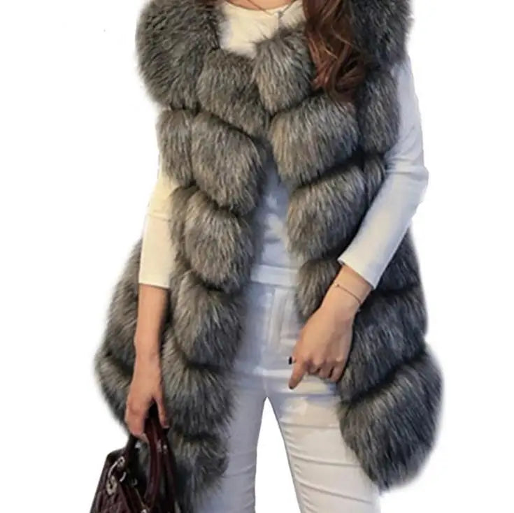 Woman Autumn Hot Sale Luxury Faux Fur Vests Female Winter Hot Sale Thick Warm Waistcoat Lady Coats Jackets Gilet Veste S-4XL