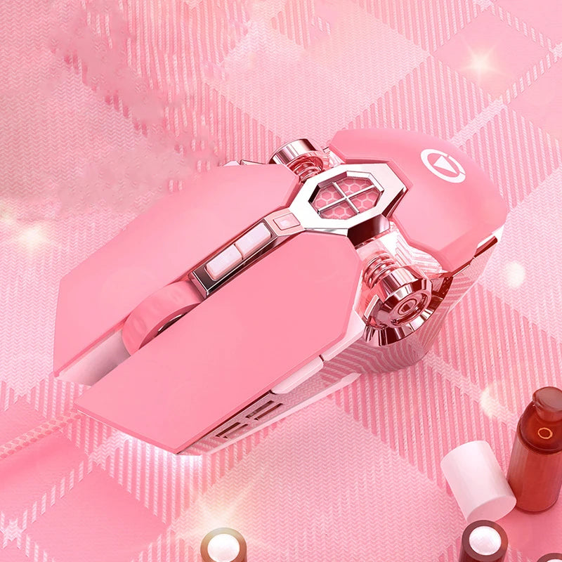 G30s Pink Mouse with RGB Backlit Light  Silence Click Wired Mice for PC