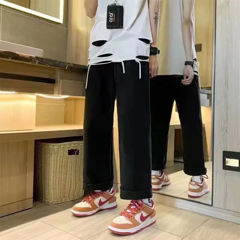 2023 jeans Y2K oversized letter printed denim trousers for men and women street retro loose gothic wide leg straight pants