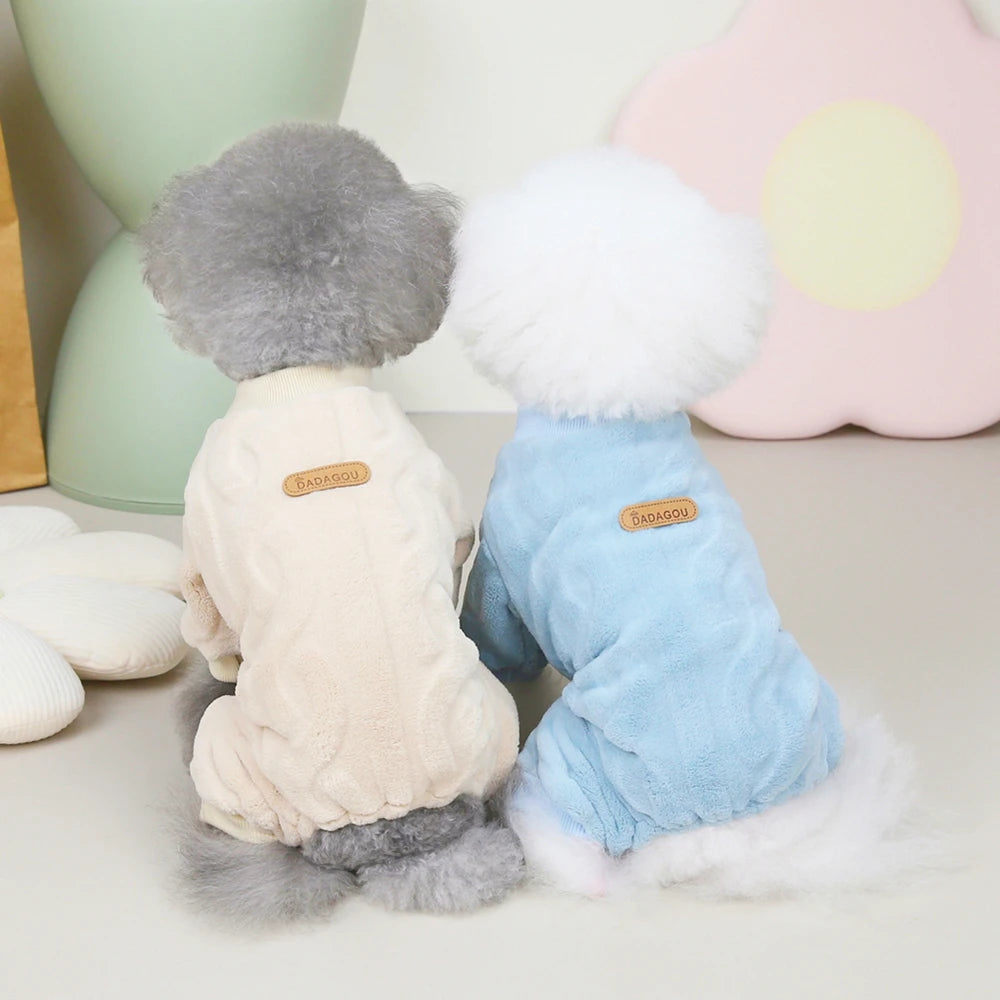 Pet Dogs Four-Legged Jumpsuit Wavy Double-sided Fleece Soft Puppy Kitten Pet Pajamas Dogs Cats Warm Winter Jacket Clothing