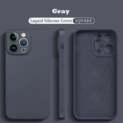Original Liquid Silicone Shockproof Case For Xiaomi Mi 14 13 13T 12 12T 11T 10T 10 11 Lite Pro Square Fluff Bumper Soft Cover