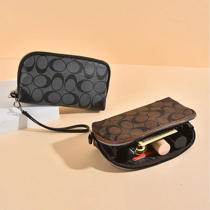 Elegant Floral Print Large Capacity Long Wallet for Women Double Zipper Handbag with Wrist Strap Mobile Phone Storage 2026 Ne...