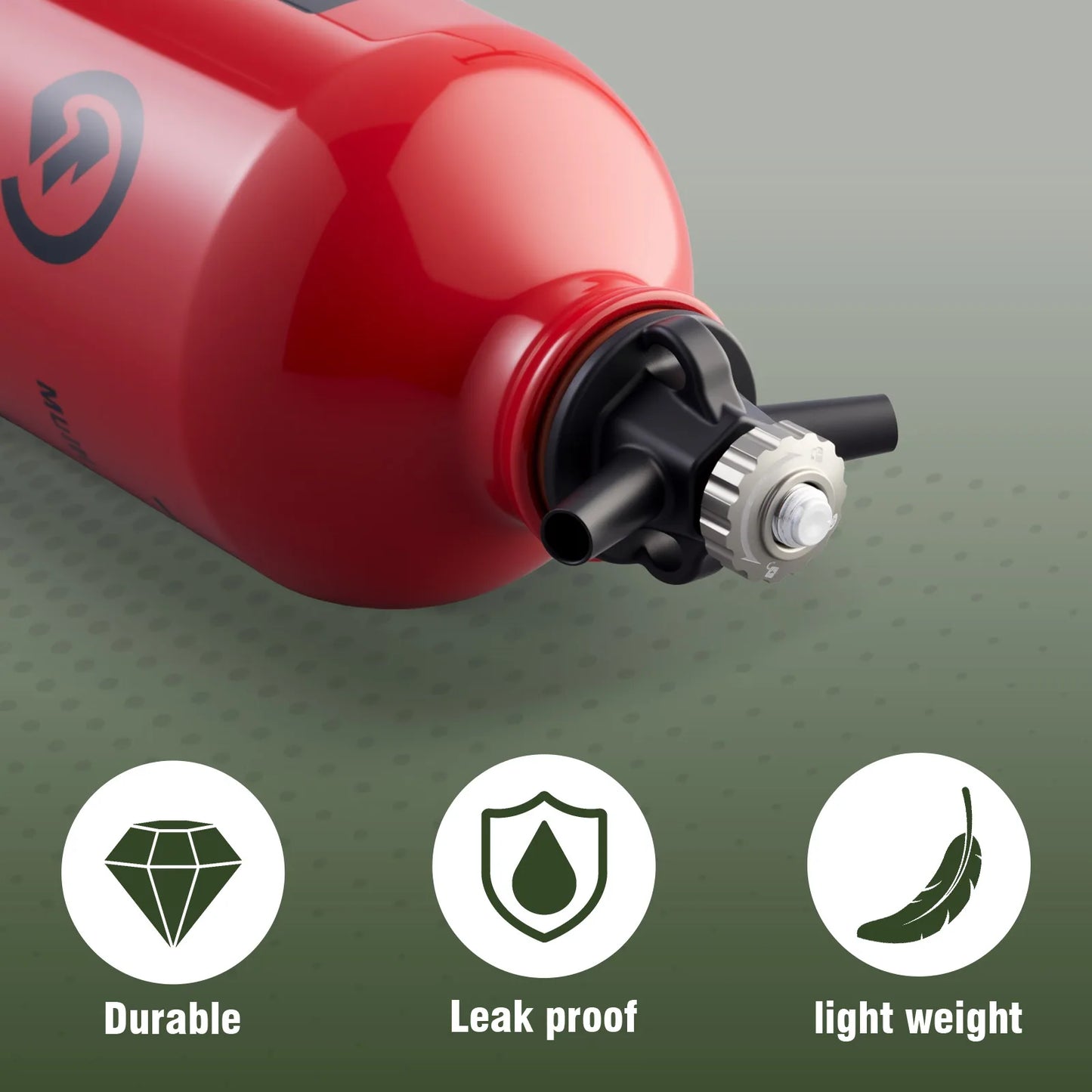 CAMPEAK Liquid Fuel Bottle Can 1L Red Water Bucket for Outdoor Camping with Safety Valve