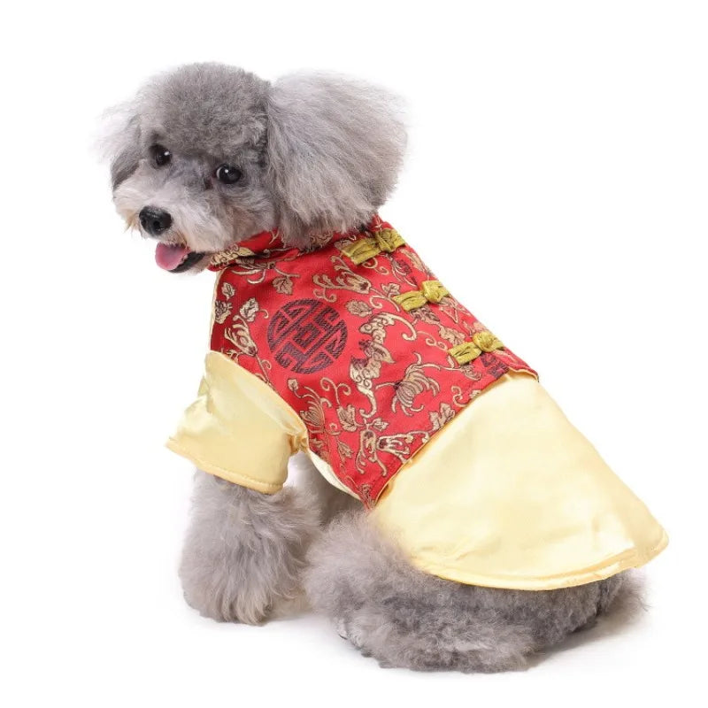 Traditional Chinese Pattern Pet Clothing Warm and Comfortable Dog Clothing for Small and Medium Dogs Thick Pet Cotton Coat